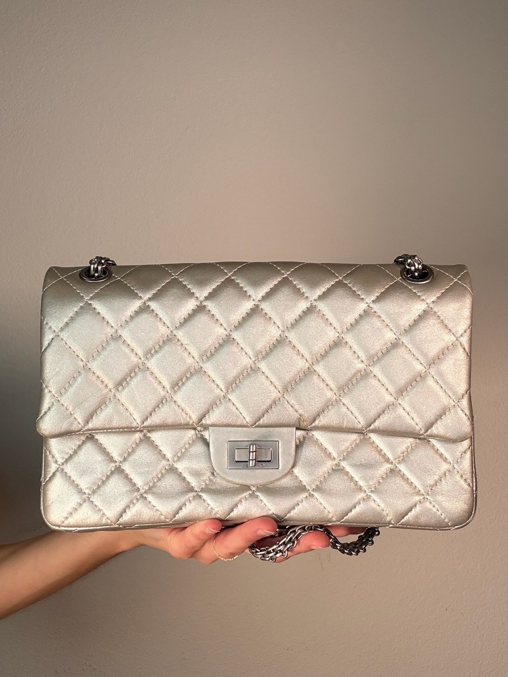 CHANEL Silver 225 Flap Bag